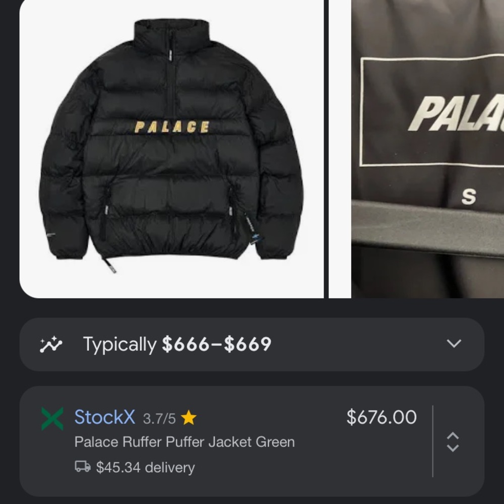 Palace “Ruffer Puffer” Jacket 
XL size (**OPEN TO NEGOTIATIONS**)